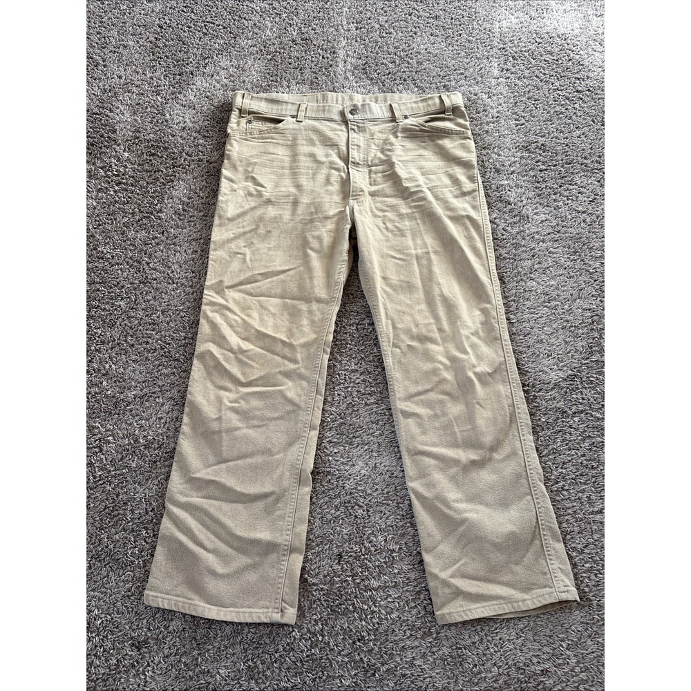 VINTAGE Levis Action Jeans Mens 39x28 Beige Denim Brown Tab‎ Made In USA